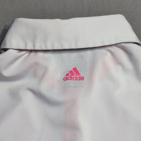 Adidas Golf Puremotion polo shirt women's size M white with grey & pink stripes - Picture 4 of 11